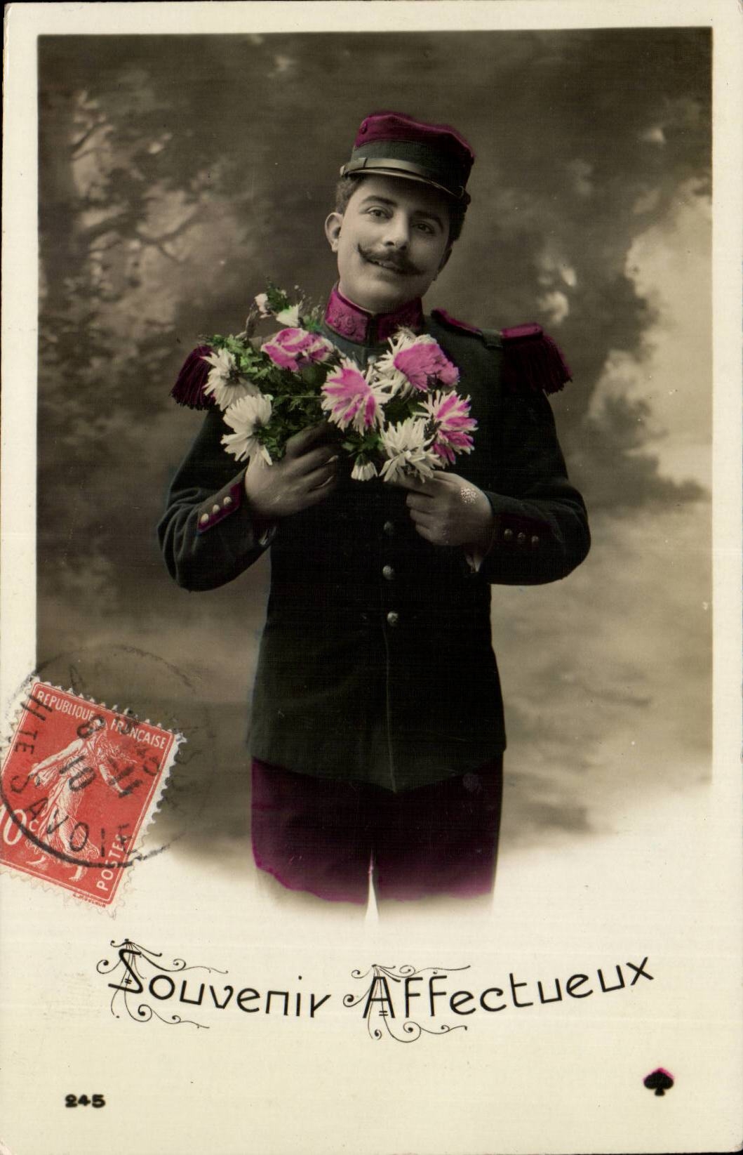 Soldat en uniforme — Souvenir Affectueux — Éditeur inconnu, n° 245