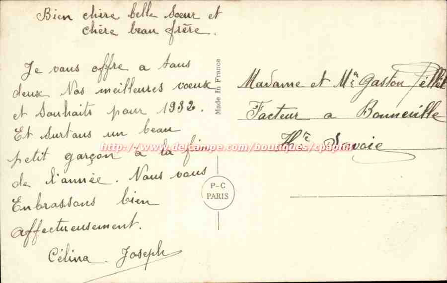 CPA Fantaisie Enfant fer a cheval Bonne annee — Verso
