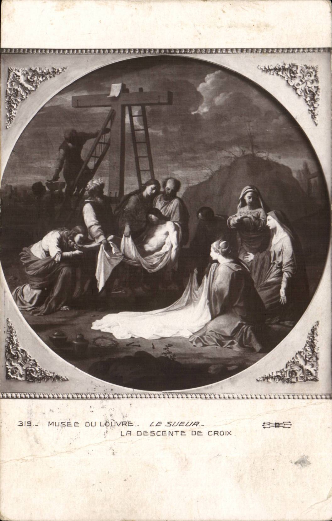 CPA Fantaisie Musee du Louvre Le sueur La descente de la croix