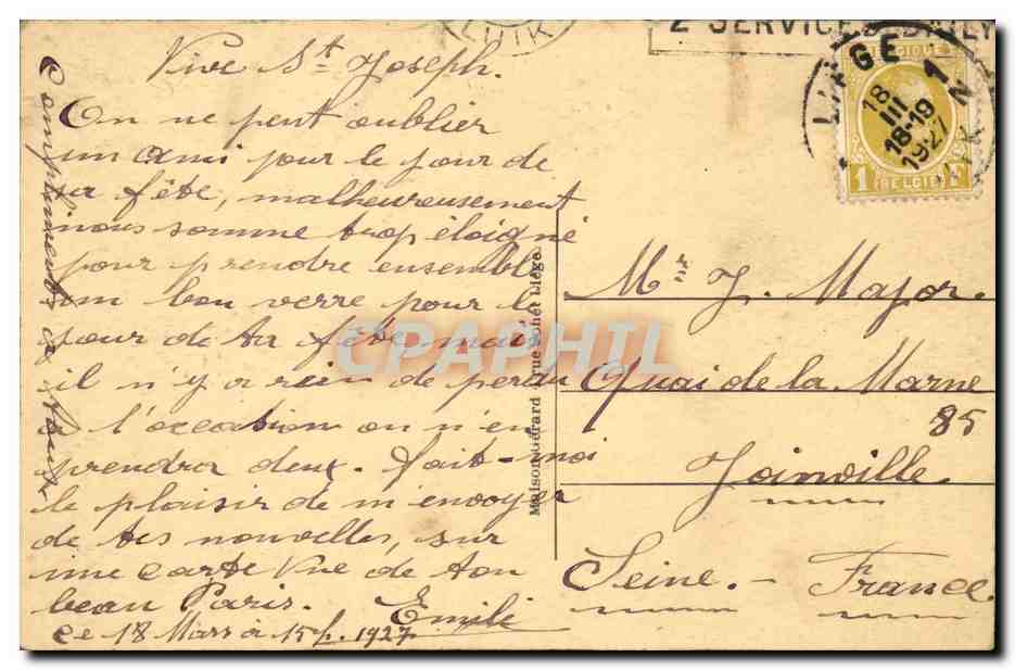 Belgique Belgie Liege CPA Pont Maghin — Rückseite