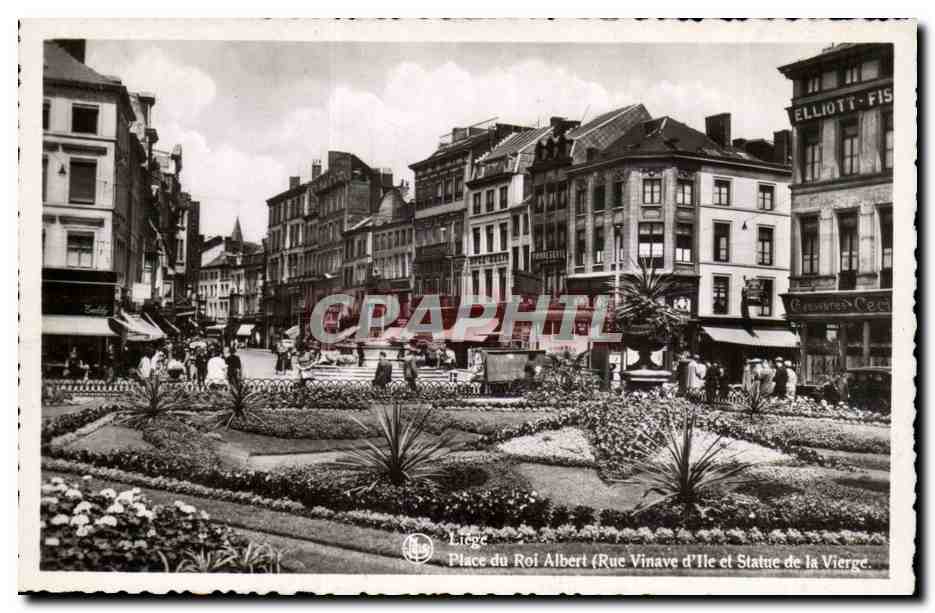 Liège - Place du Roi Albert (Rue Vinave d'Île et Statue de la Vierge) — Éditeur Thill, Bruxelles