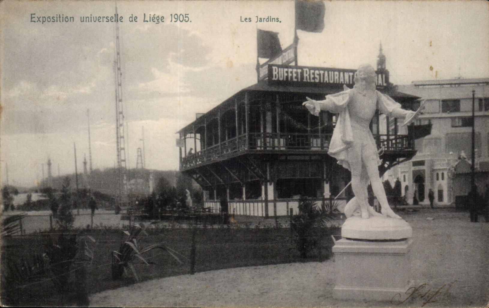 Belgique Belgie Liege CPA Exposition universelle de Liege 1905 Les Jardins (buffet restaurant central)