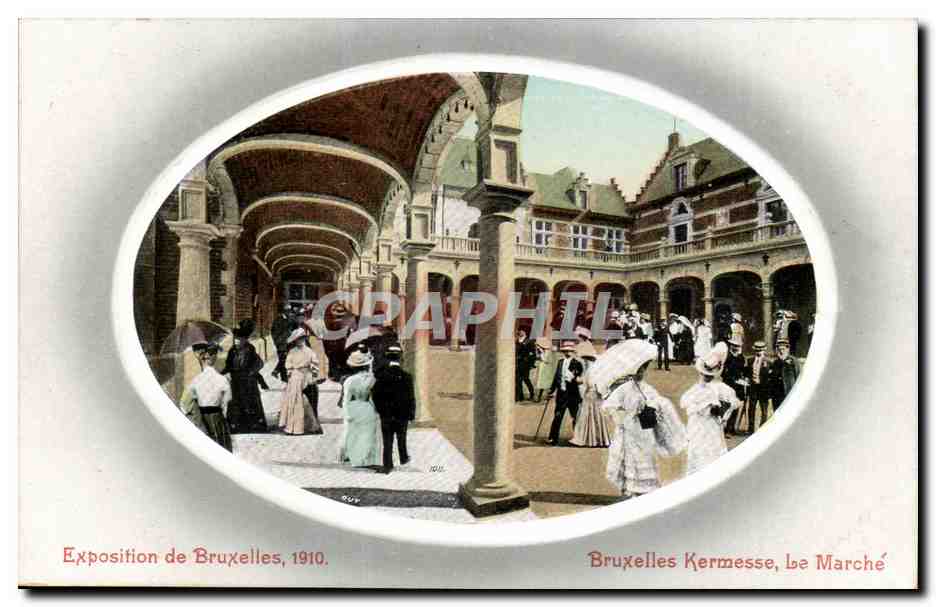 Belgique Belgie Bruxelles Brussels CPA Exposition de 1910 KErmesse Le marche