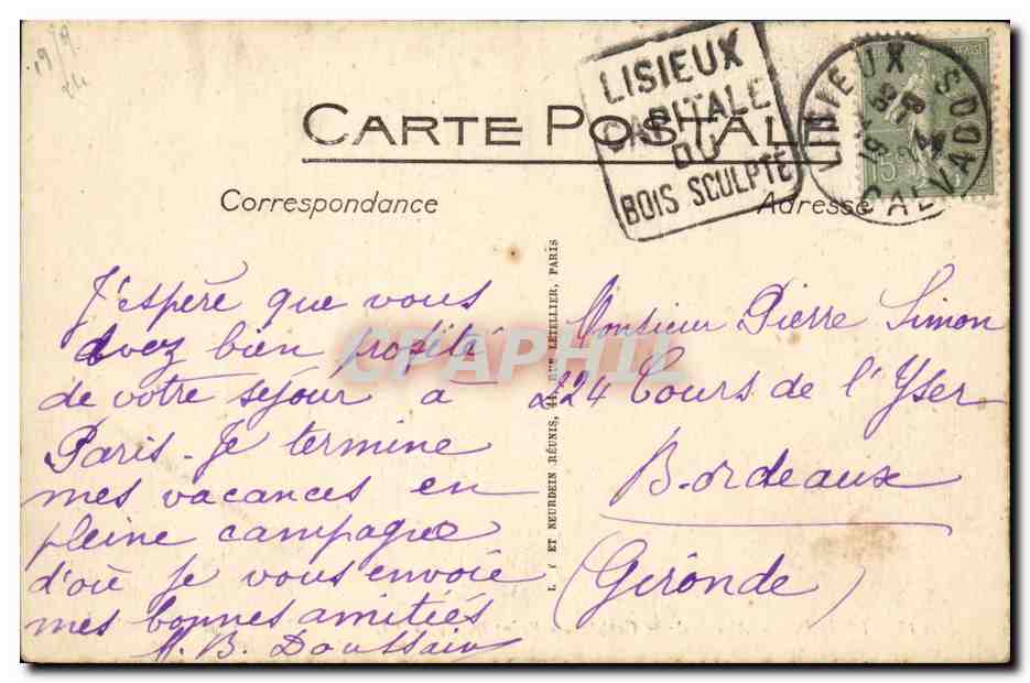 Lisieux CPA Abside de la cathedrale Saint Pierre — Verso