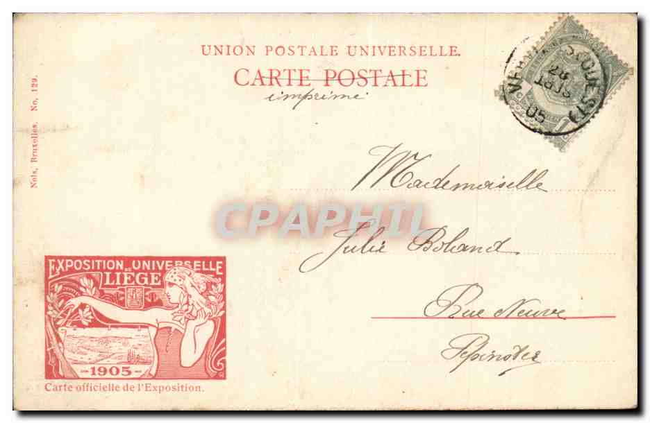 Belgique Belgie Liege CPA Exposition universelle de Liege CPA Les jardins devant le palais des fetes — Rückseite