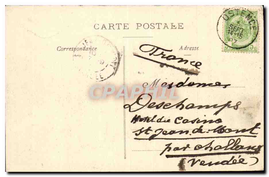 Belgique Belgie Ostende CPA La digue  — Rückseite