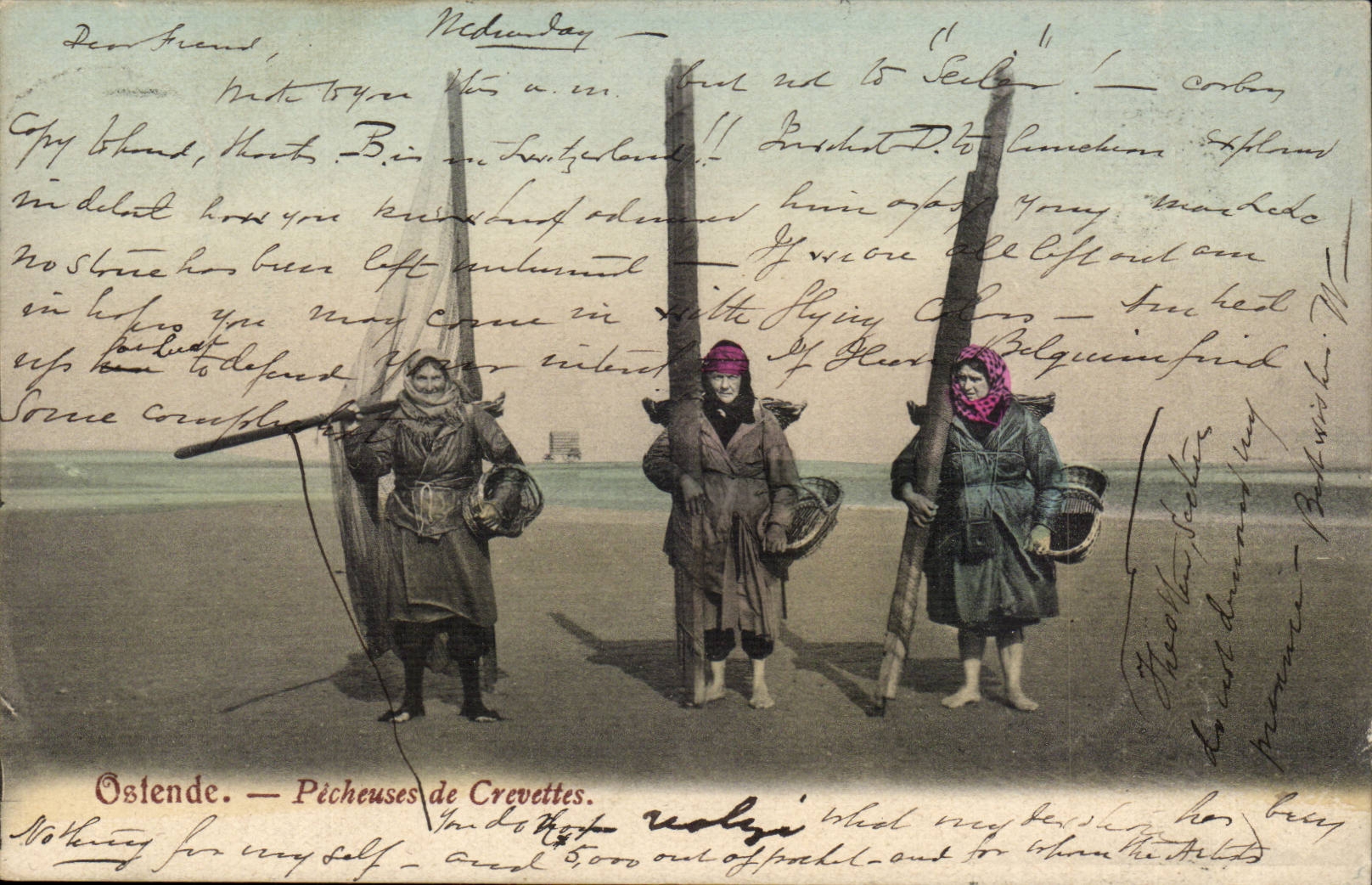 Belgie Belgique Ostende CPA Pecheuses de crevettes 