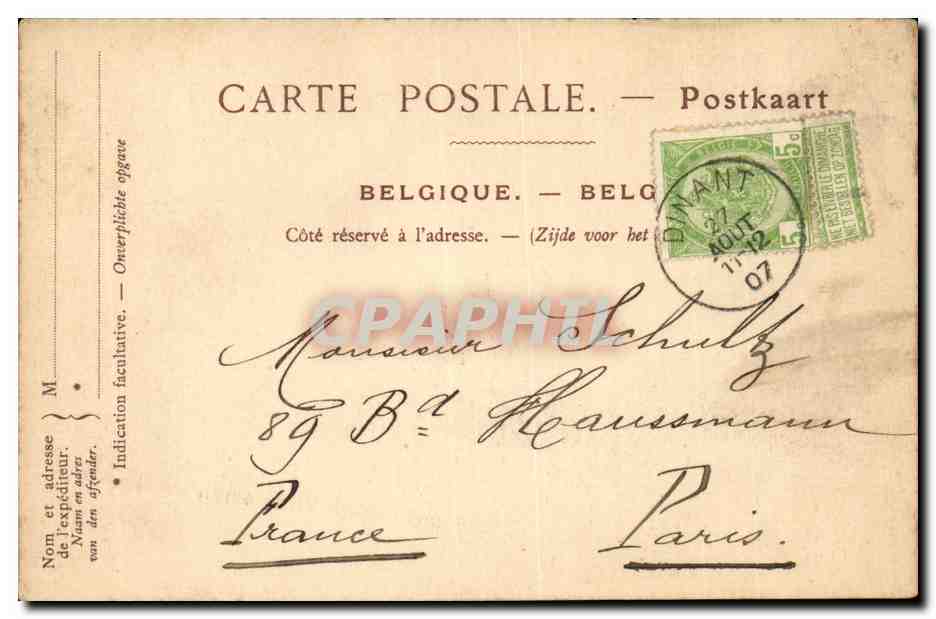 Belgique Belgie CPA Vallee de la Meuse Le chateau de Walzin — Back