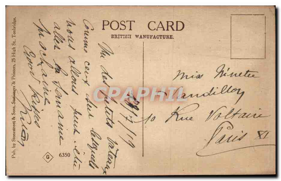Great BRitain CPA View of the river Tonbridge — Rückseite