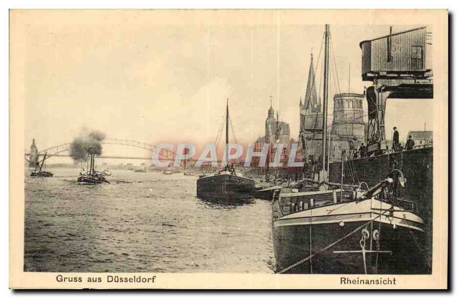CPA Gruss aus Dusseldorf Rheinsicht (bateau)
