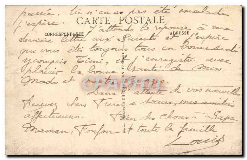 Bordeaux CPA Monument des Girondins (groupe sud) — Verso