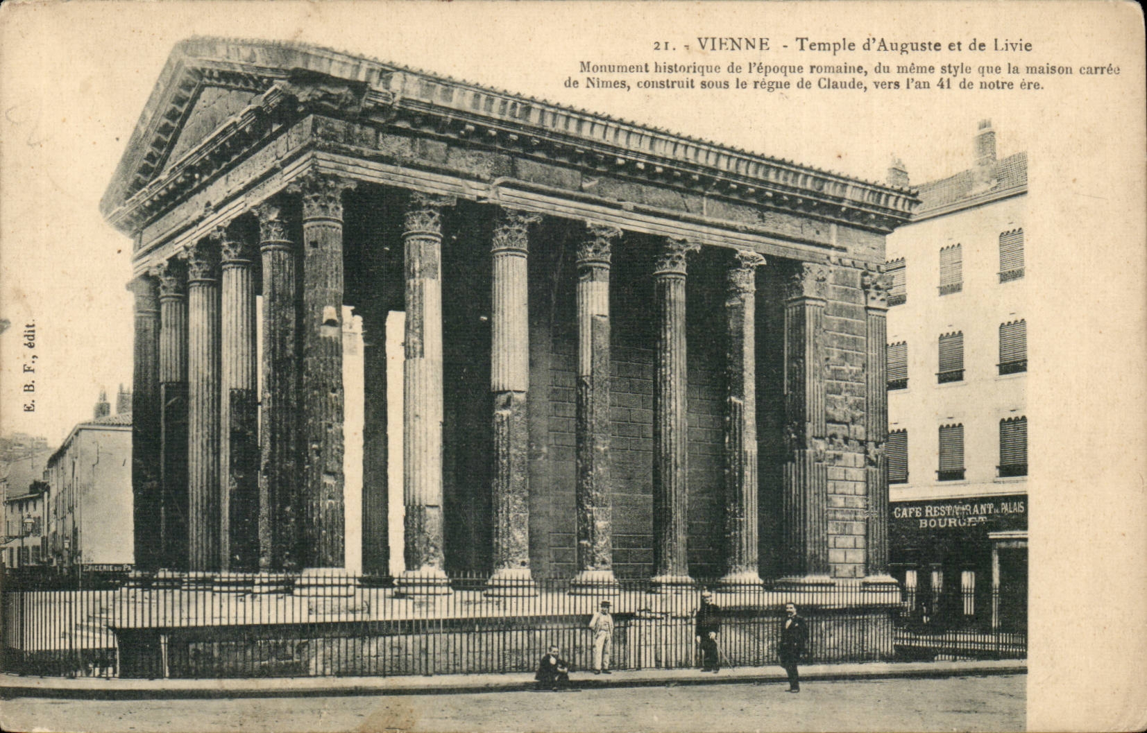 vienne CPA Temple d'Auguste et de Livie Monument historique de l'epoque romaine (cafe restaurant du Bourget)