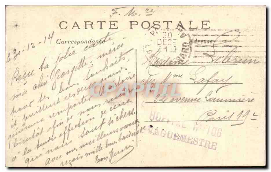 CPA la grande guerre 1914 Le generalissime Joffre et le general Castelnau donnant des ordres — Rückseite