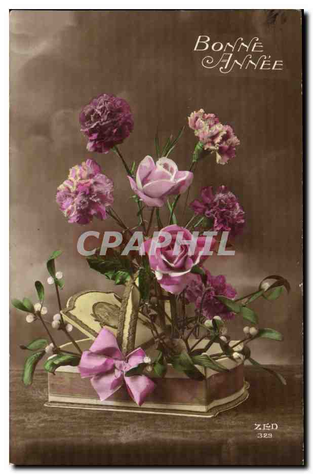 CPA Fantaisie Fleurs Bonne annee