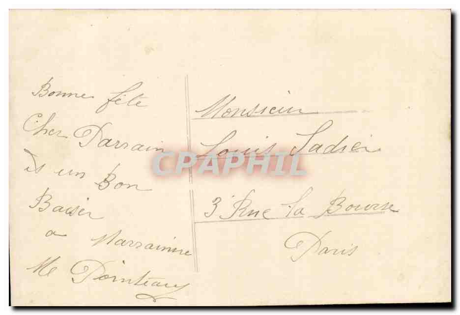CPA Fantaisie Baiser de sa petite filleule (enfant) — Verso