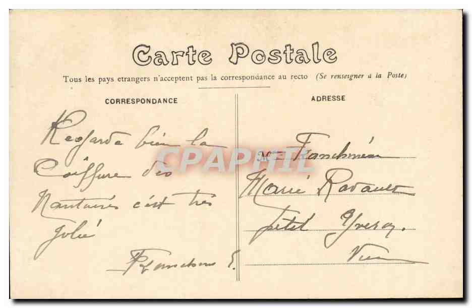 Coiffes nantaises CPA Jeune fille de Saint Donatien (Nantes folklore personnages femme) TOP — Rückseite