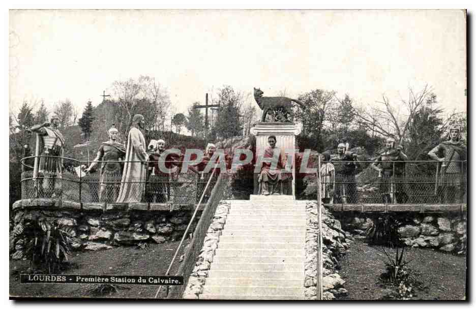 Lourdes CPA Premiere station du calvaire (Romans Rome Roma antique)