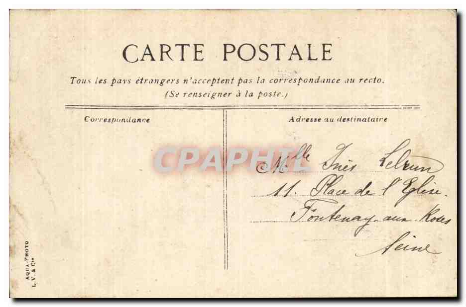 Bois de Boulogne CPA Une cascade — Rückseite