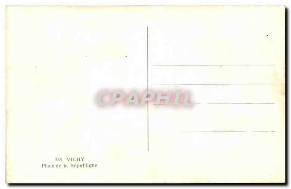 Vichy CPA Place de la Republique — Verso