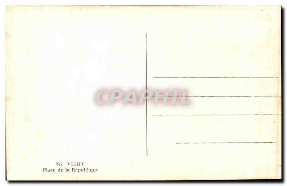 Vichy CPA Place de la Republique — Verso