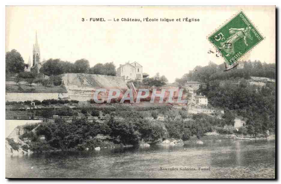 CPA Fumel CPA L'ecole laique et l'eglise