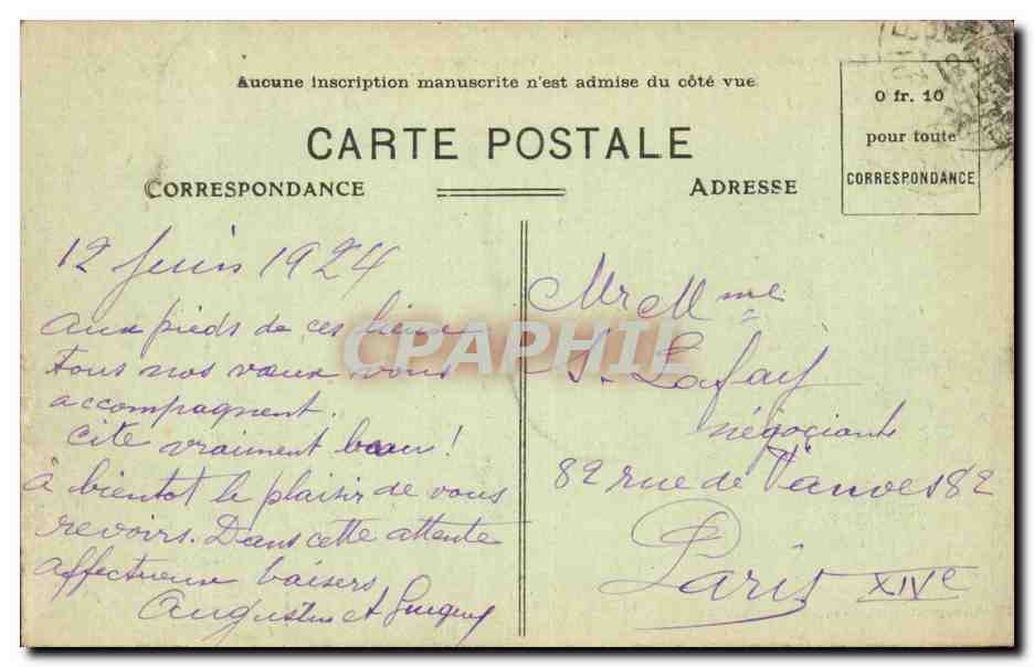 Lourdes CPA Vue d'ensemble (cachet Daguin Foch) — Verso