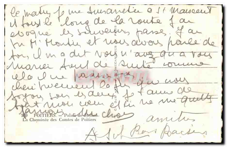 Palais de Justice — La Cheminée des Comtes de Poitiers — Éditeur C. Des Aulnay & Cie, n°109 — Verso