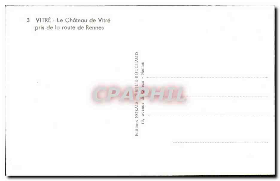 Vitre CPM Le chateau pris de la route de Rennes — Rückseite