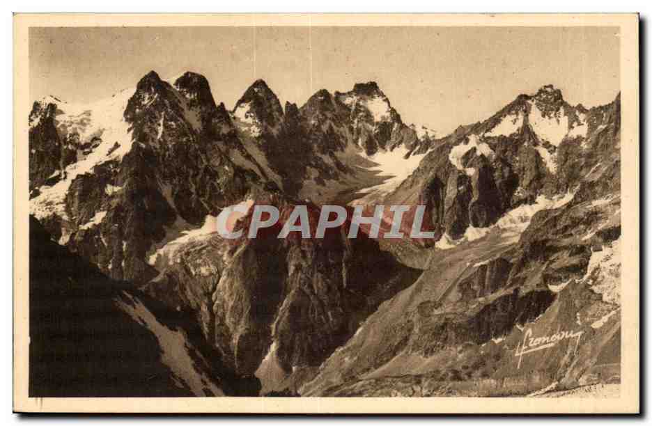 CPA La chaine du Pelvoux Vue du col de Monestier (3100m)