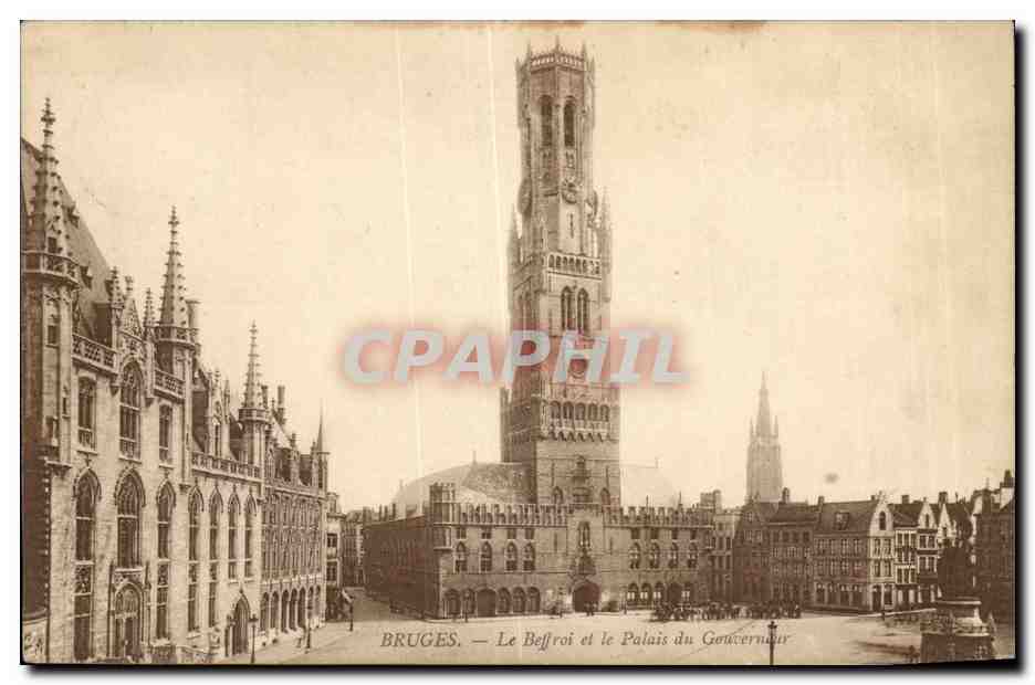 Belgie Belgique Bruges CPA le beffroi et le palais du gouverneur