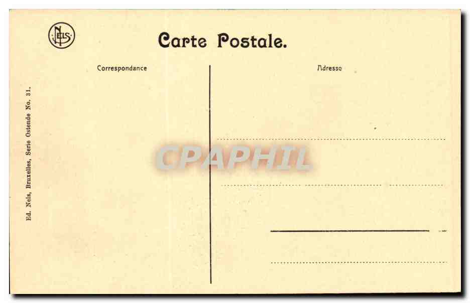 Belgie Belgique Ostende CPA La plage et les grands hotels — Rückseite