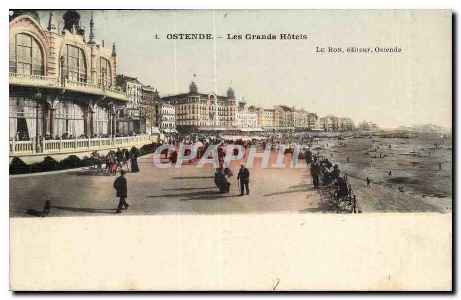 Belgie Belgique Ostende CPA Les grands hotels