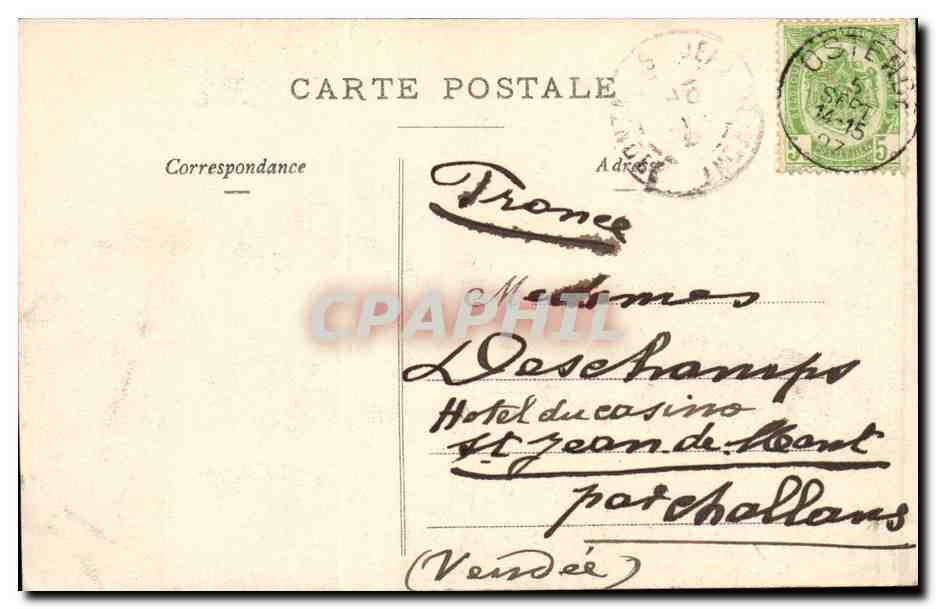 Belgie Belgique Ostende CPA Les grands hotels — Verso