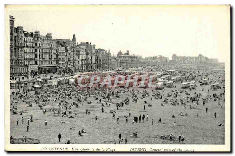 Belgie Belgique Ostende CPA Vue generale de la plage