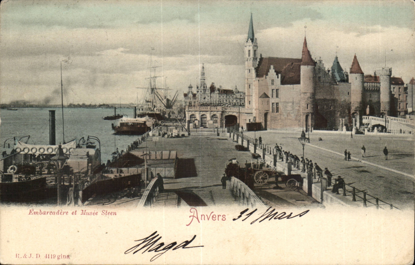 Belgie Belgique Anvers CPA Embarcadere et Musee Steen
