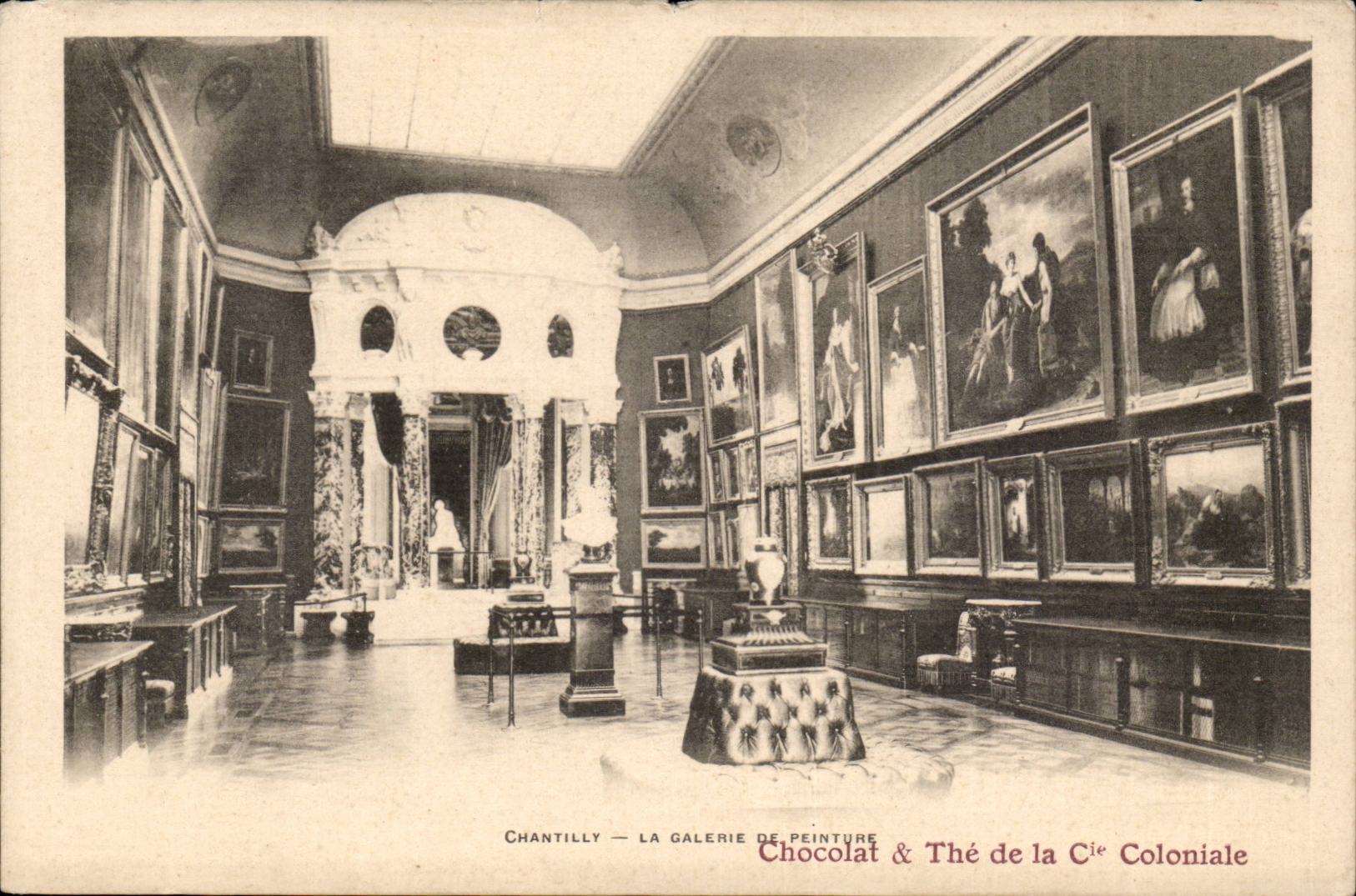 Chantily CPA La galerie du peintre (Publicite Chocolat et The de la Cie coloniale)