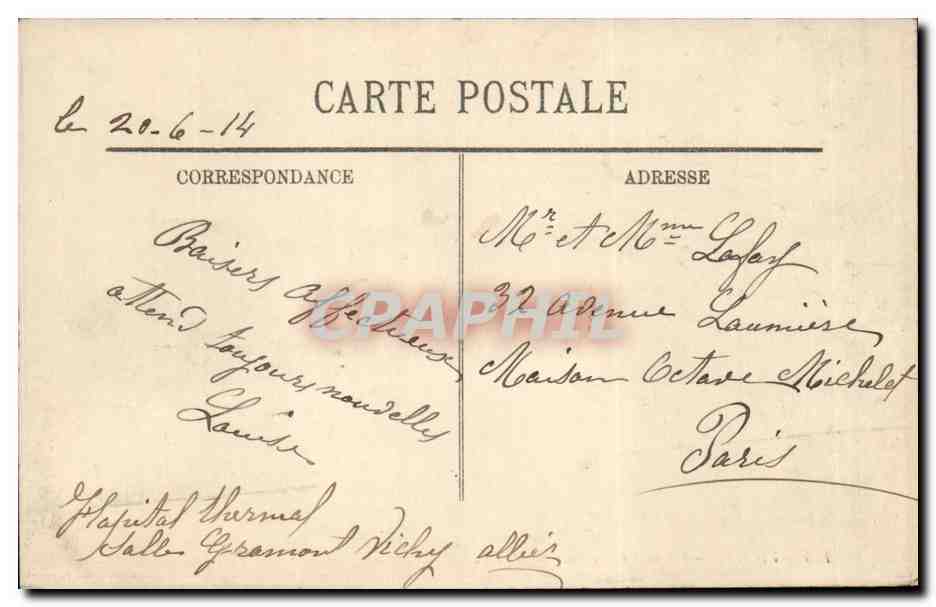 Vichy CPA Les galeries couvertes — Verso