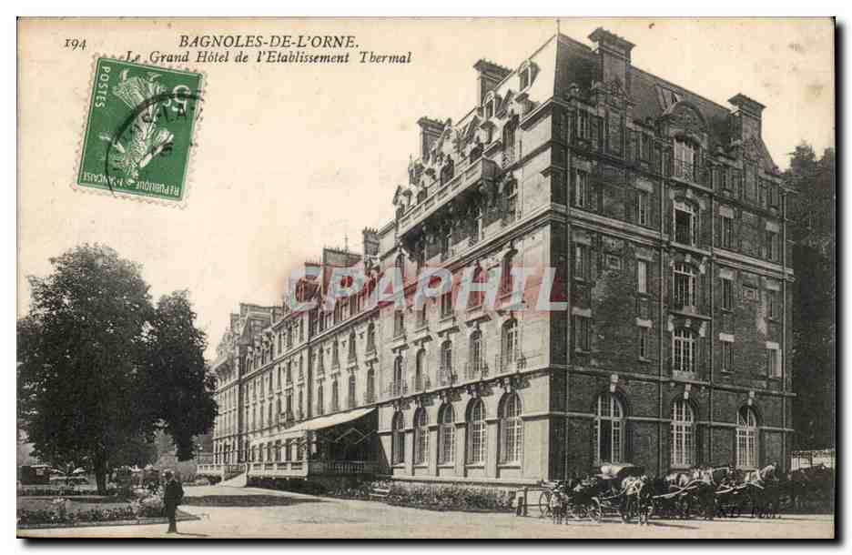 Bagnoles-de-l'Orne — Das Grand Hotel des Thermalbetriebs — unbekannter Verlag, Seriennummer nicht sichtbar