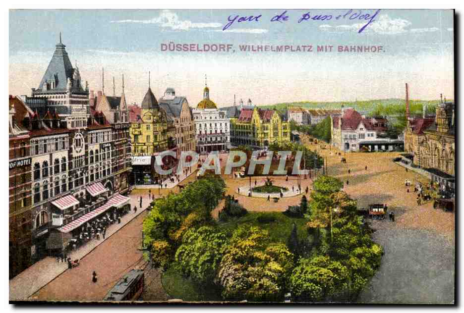 Allemagne Dusseldorf CPA Wilhelmplatz mit Bahnhof