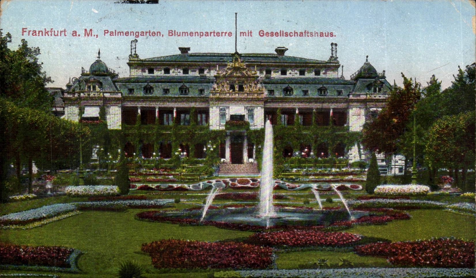 Frankfurt a.M., Palmengarten, Flower Garden with Society House.