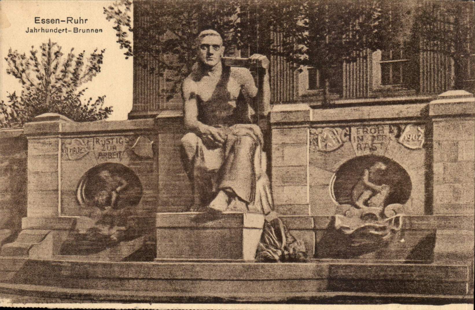 Allemagne Essen Ruhr CPA Jahrundert Brunnen