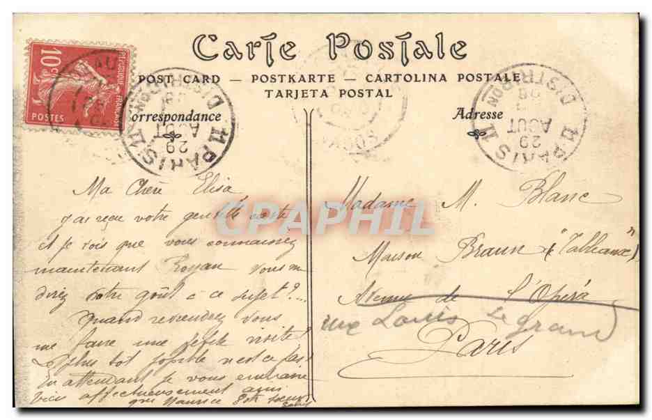 Trouville sur Mer CPA La plage groupe de villas — Verso