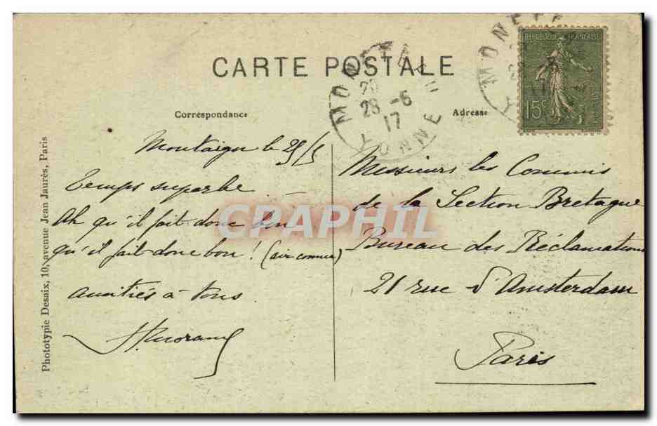 Moneteau CPA Les bords de l'yonne un coin du pays — Back