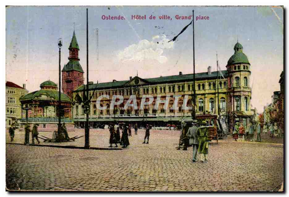 Ostende. Hôtel de ville, Grand' place — éditeur C.F. Br. n° 13200