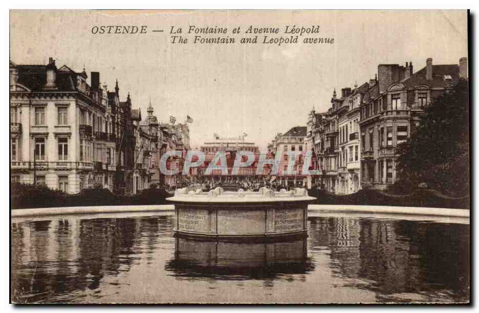 Belgie Belgique Ostende CPA La fontaine et Avenue Leopold