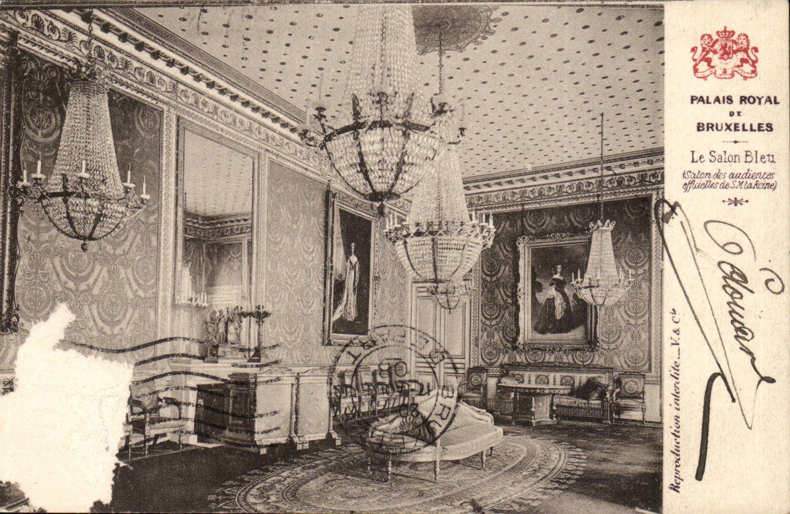 Belgie Belgique Palais royal de Bruxelles CPA Le salon bleu