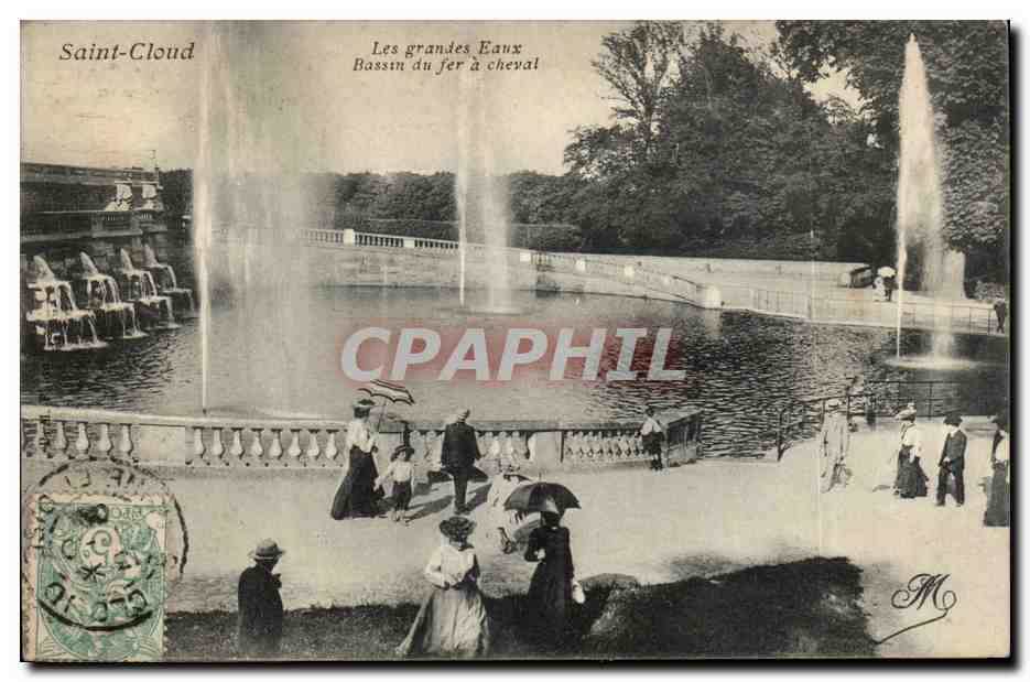 Saint Cloud CPA Les grandes eaux Bassin du fer a cheval