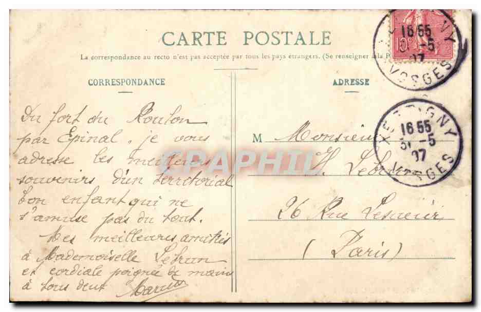 Vosges CPA Les roches de Kruppenfels sur a route de Munster — Verso