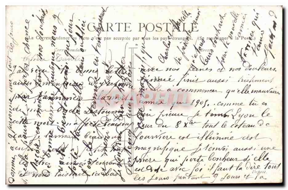 Lyon CPA Le coteau de Fourviere le 8 decembre P MArtel Lyon — Verso