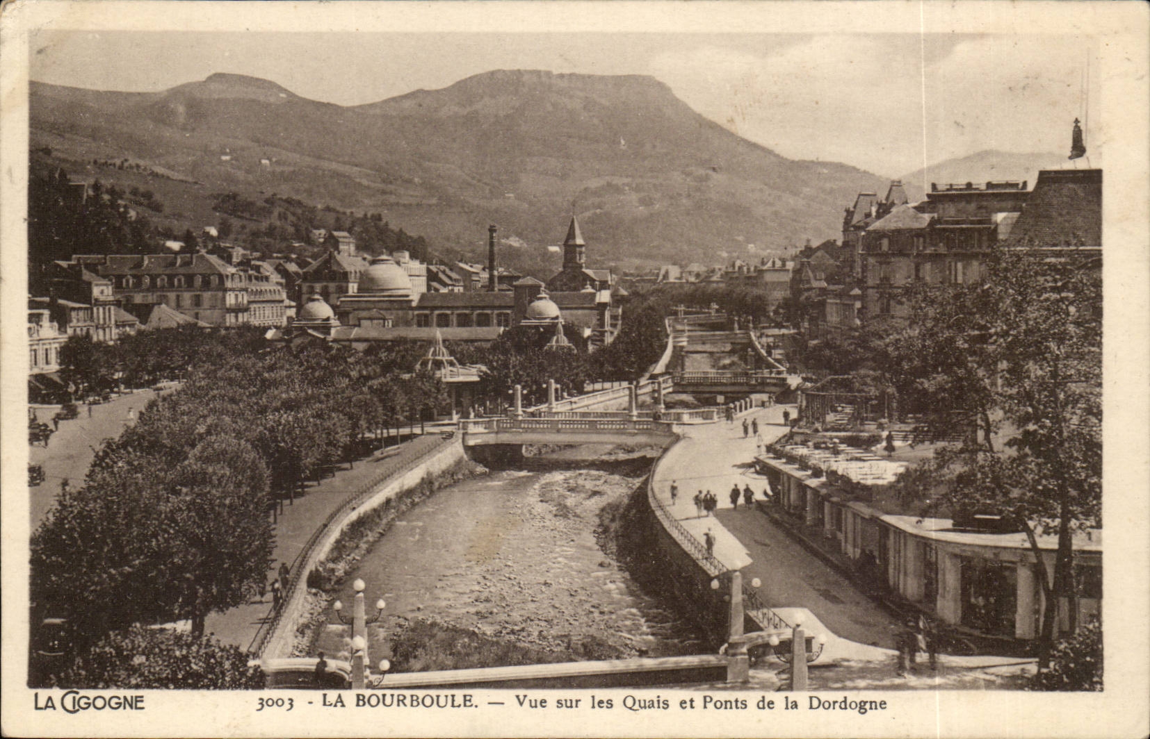 La Bourboule — Vue sur les Quais et Ponts de la Dordogne — La Cigogne, n° 3003
